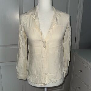 Theory Ivory Satin Blouse